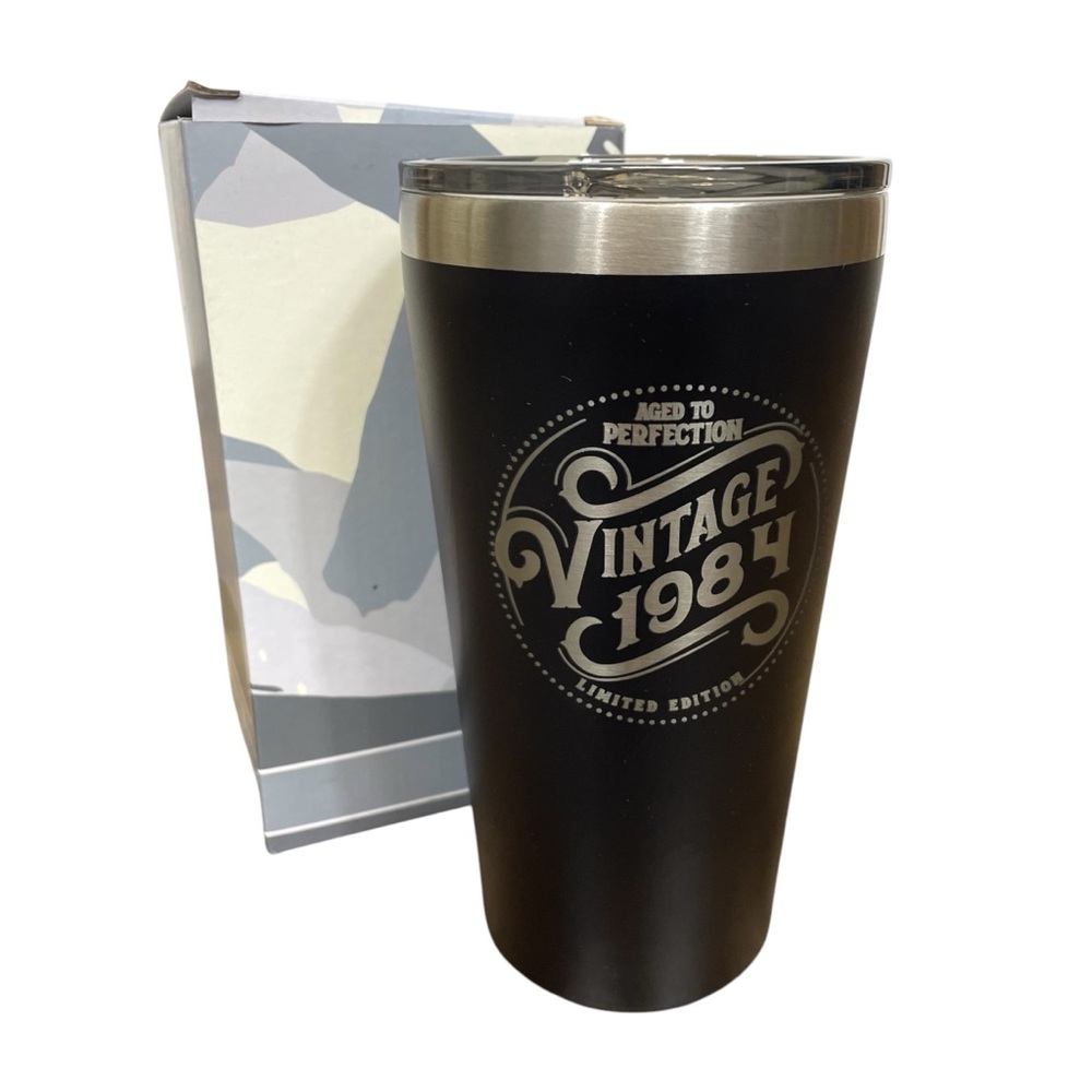 Sodilly Insulated Coffee Tumbler with Lid- "Made To Perfection-Vintage 1984"